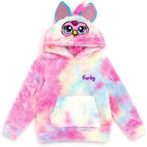 imageFurby Hasbro Girls Cosplay Pullover Hoodie Cozy Sherpa Toddler to Big Kid Sizes 4T  1416Pink  Blue  Yellow Tiedye