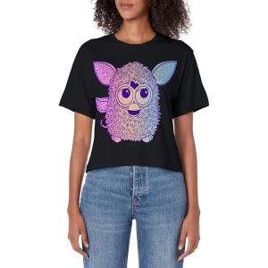 imageFurby Retro Neon Gradient Big Cute Portrait Womens Crop TopBlack